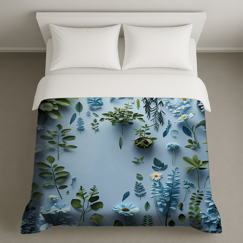 Floral Bedding Plants Duvet Cover Modern, King