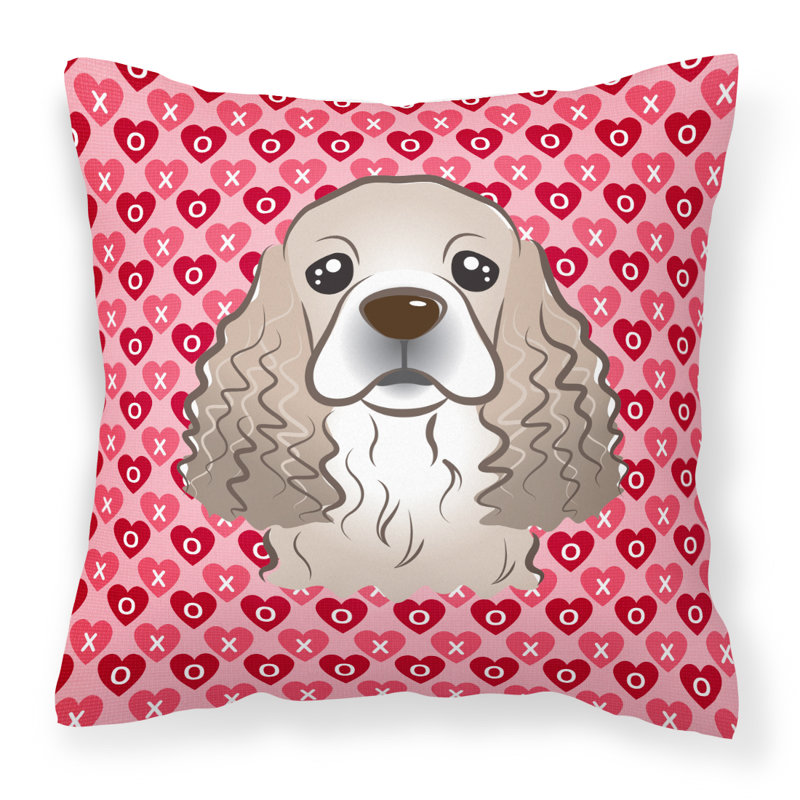 Coussin décoratif intérieur/extérieur schnauzer hearts, 18 po x 18 po, Épagneul cocker