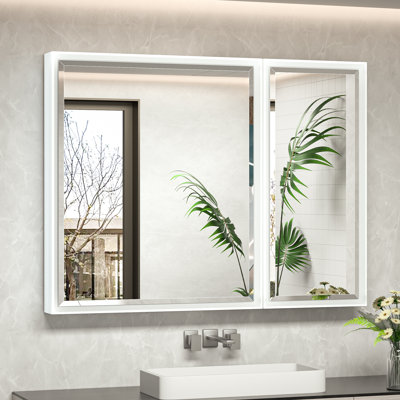 Lunara Recessed & Surface Framed 2 Door Medicine Cabinet with Mirror and Shelves