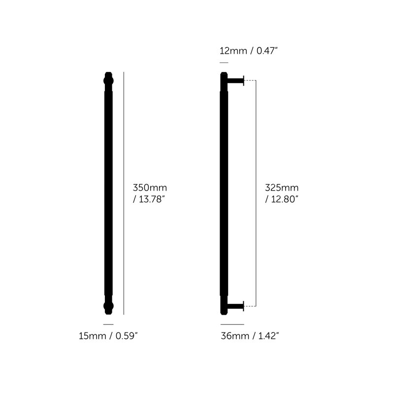 Pull Bar / Linear, Steel, 12 4/5"