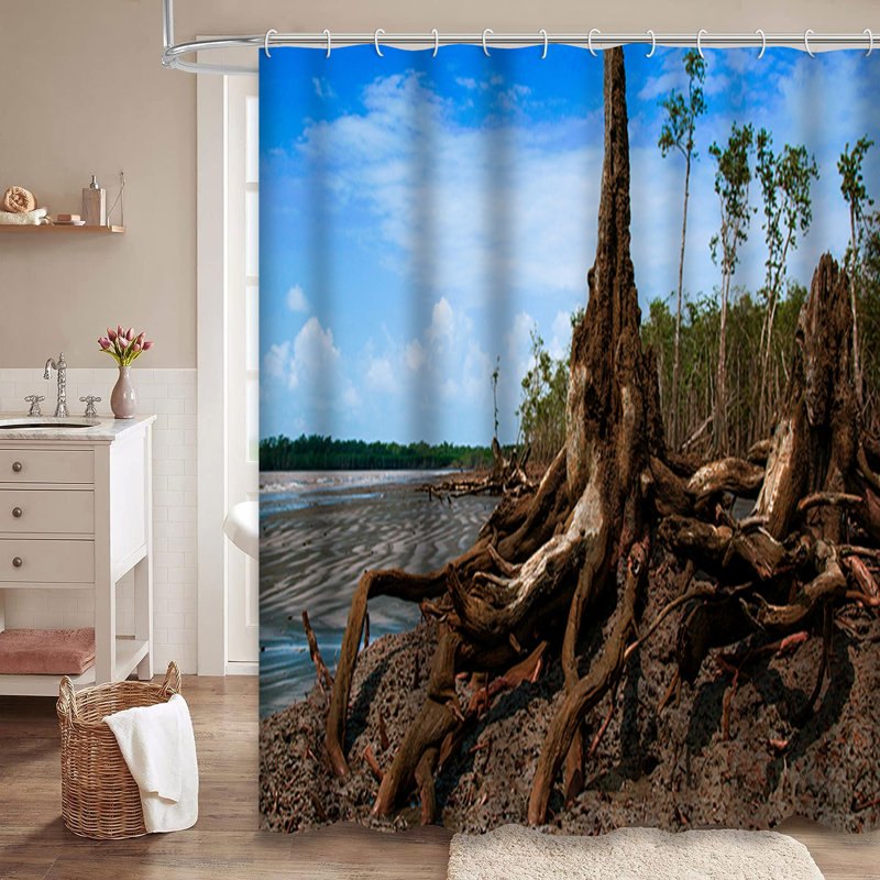 Rideau de douche à 12 crochets Coastal Beach Forest, L 72 po x l 84 po