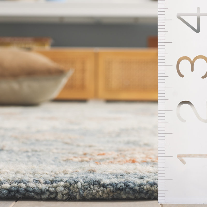 Marquee 506 Hand Tufted Wool/Cotton Oriental Rug in Blue/Rust/Ivory, Rectangle 5' x 8'