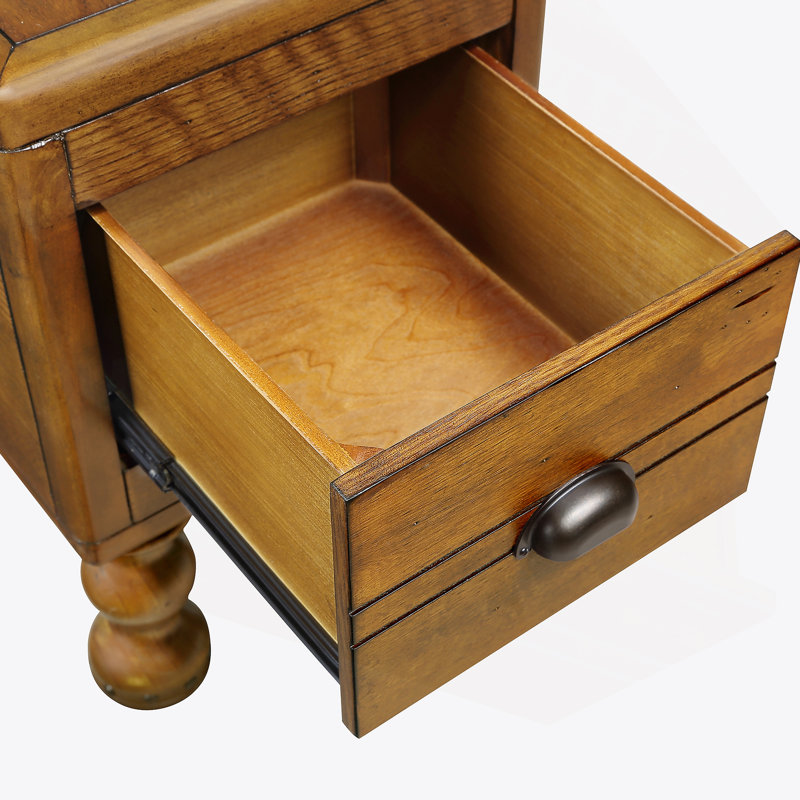 Table de bout en bois massif avec tiroir, idéale pour les petits espaces, facile à assembler, idéale pour le salon et la chambre à coucher