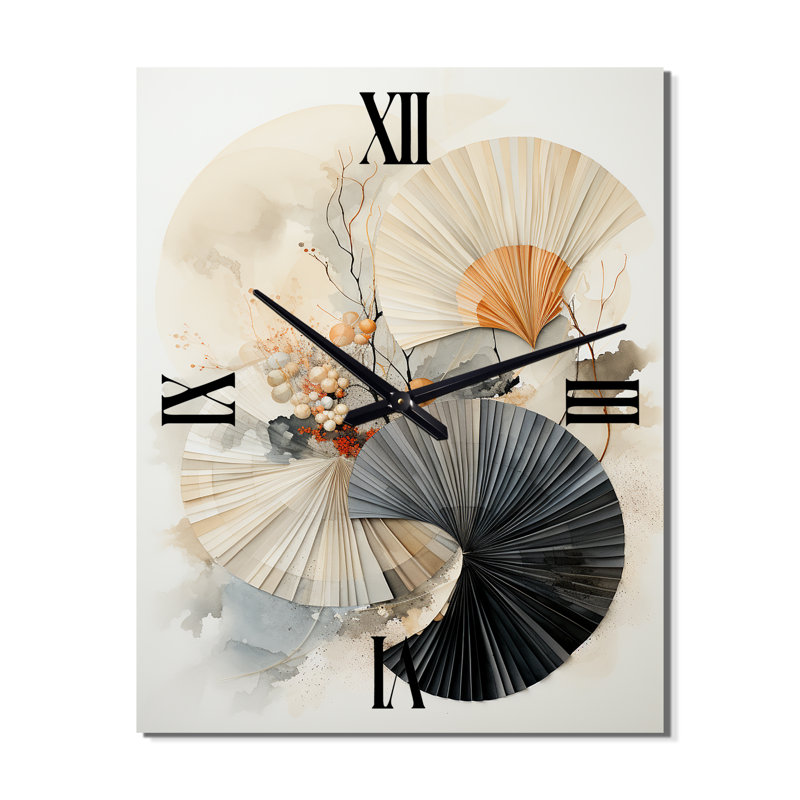 Asian Art Seashell Sumi V - Horloge murale asiatique, Très grand