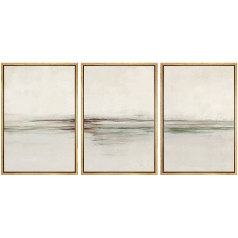 3 pièces, reproduction sur toile avec cadre flottant, H 24 po x l 48 po x P 1,5 po, Naturel