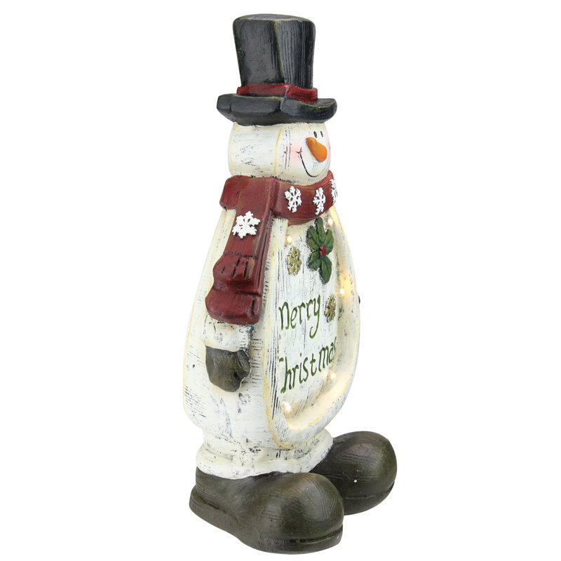 Décoration de table bonhomme de neige patinée à DEL 14,5 po