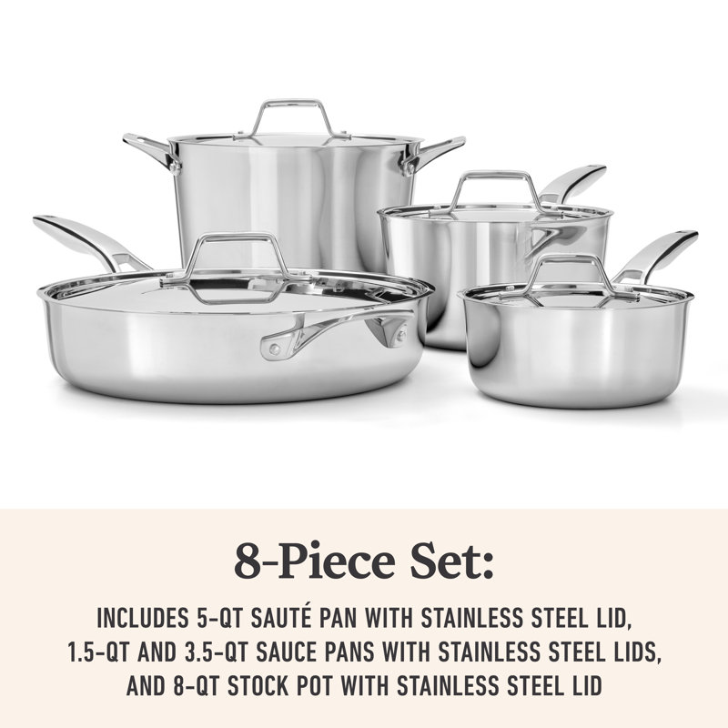 Calphalon Premier 5-Ply Stainless Steel 8-Piece Cookware Set