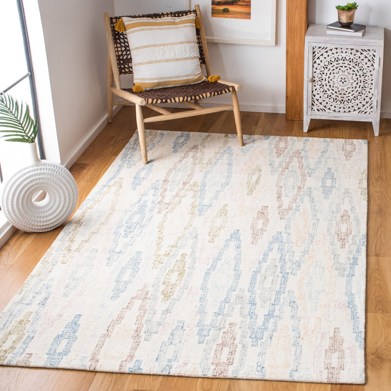 Prairie Grove Drive Hand Tufted Wool And Cotton With Latex Ikat Rug, Rectangle 4' x 6'