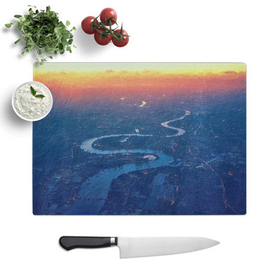 Glass London City Skyline & The River Thames Chopping Board