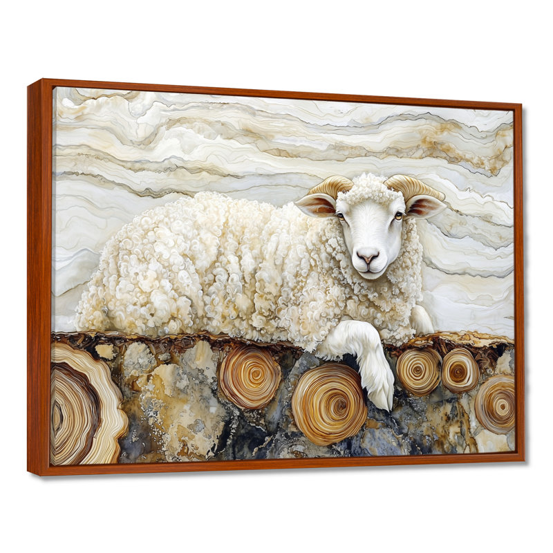 Drislane doré marbré une rivière en bois - art mural de moutons pour le salon, Brun, H 12 po x l 20 po