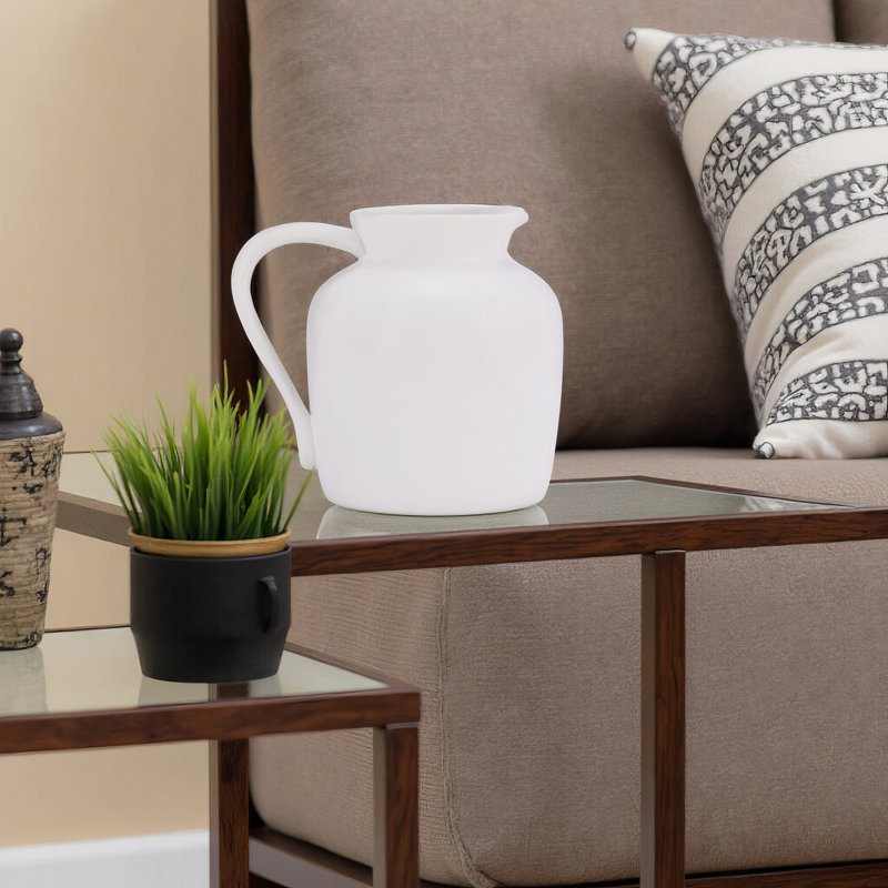  Vase pichet en céramique, Blanc, H 5 po x l 6 po x P 4 po