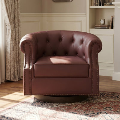 Fauteuil d'appoint pivotant à 360 ° en similicuir