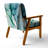 Giliane - Turquoise And Green Marble Waves - Velvet Upholstered Abstract Accent Arm Chair-1553471921