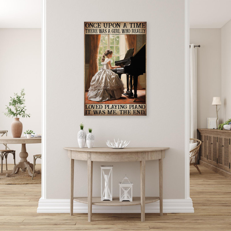 Marzario, une fille adorée jouer du piano sur toile, H 36 po x l 24 po x P 1,25 po