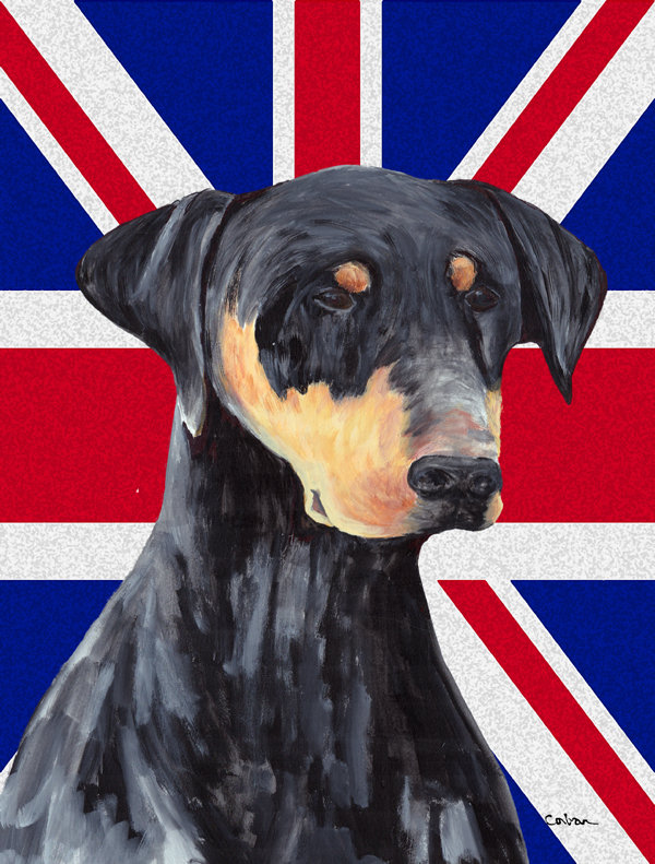 40 x 28 po en polyester britannique 2 faces english union jack drapeau maison, Doberman 2