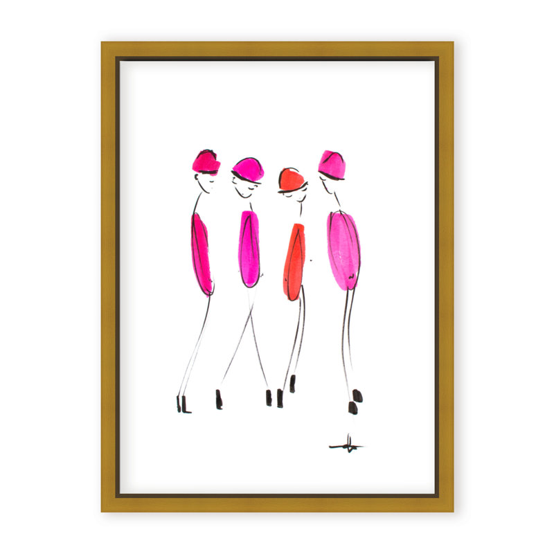 Pop Art & Retro Four in Fuchsia par Chauncey Jacks - Œuvre encadrée, 16" H x 12" W x 2.375" D, Framed Canvas, Gold