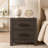 Peny Bedside Nightstand, 2 Drawers With Long Metal Handles, Charcoal Black