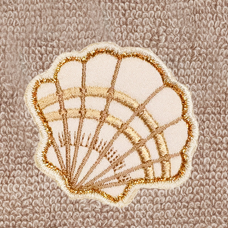SHELL ROW 3PC Embellished Towel Set 3 Piece 100% Turkish Cotton Towel Set, Cocoa