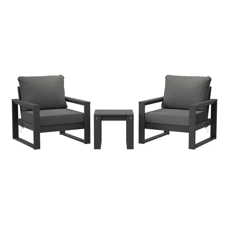 Ensemble de conversation modulaire 3 pièces avec cadre et patio, Gris, Gris