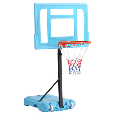 Soozier Poolside Basketball Hoop Stand, 36.5"-48.5" Height Adjustable Portable Hoop System W/ Clear Backboard & Fillable Base For Whole Family, Black,