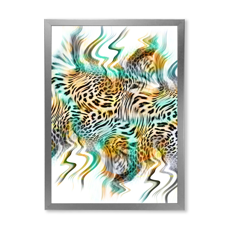 Motif léopard avec une touche de V vert - art mural traditionnel sur toile, H 36 po x l 24 po x P 1 po