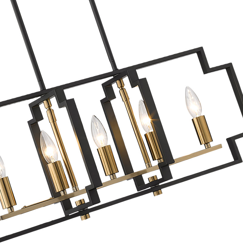 Bartow 5 - Light Dimmable Square / Rectangle Chandelier, Black/Gold