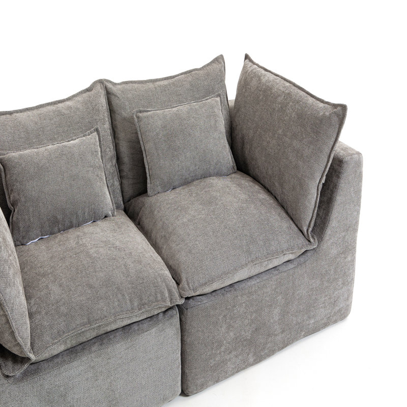 Canapé d'angle modulaire surdimensionné Cloud Couch de 190 cm de largeur, canapé True Relax Comfy avec assise large et profonde, en tissu gaufré, 2 places.