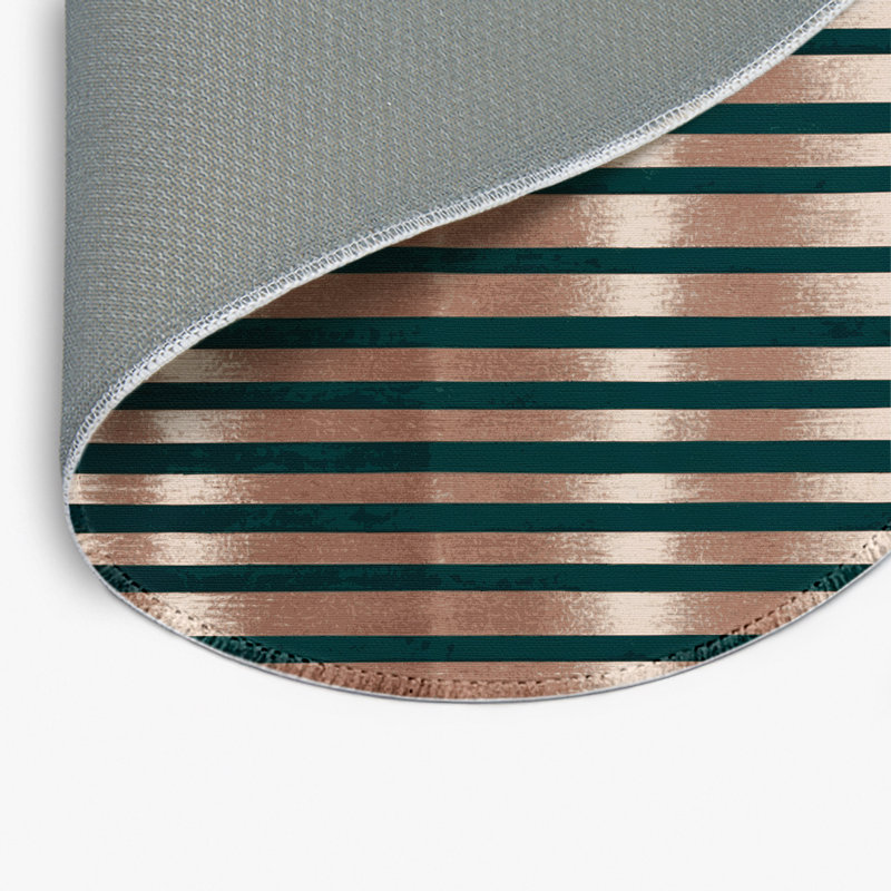 Tapis intérieur / extérieur vert HorizontalStripes, Rond 5 pi