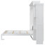 Grand lit, tablettes à persiennes blanches, conception durable en pin et peu encombrant