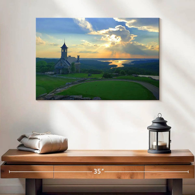 Adella Ozarks Chapel At Sunset, 16" H x 24" W