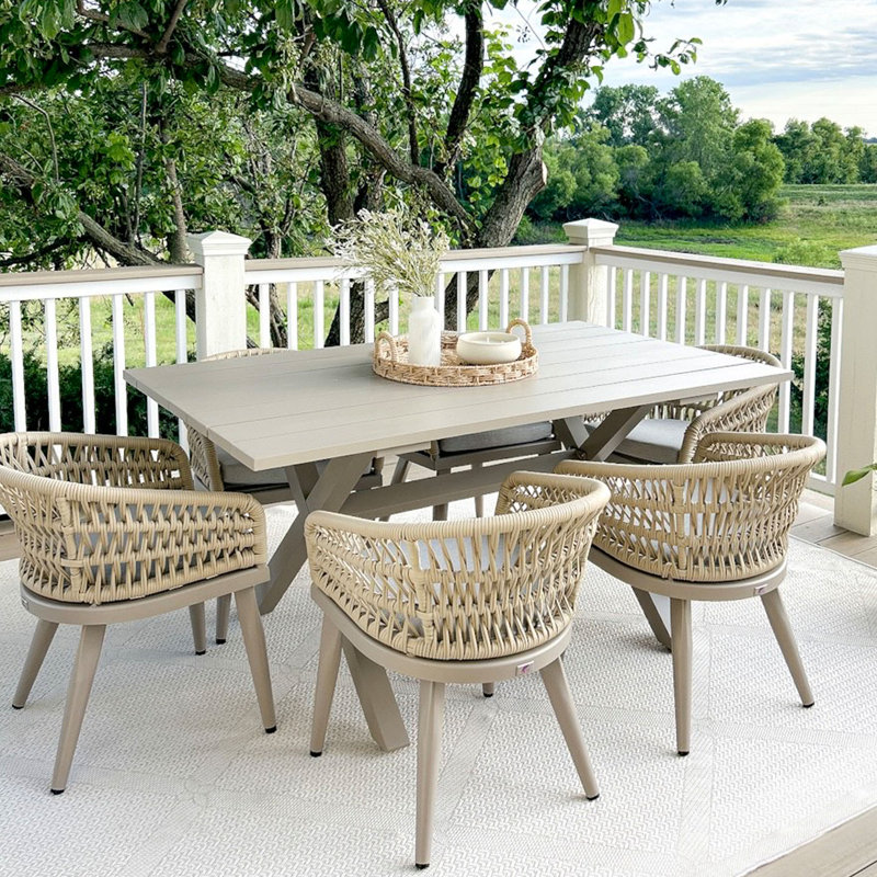 Ensemble de salle à manger rectangulaire pour l'extérieur L 62,99 po pour 6 personnes