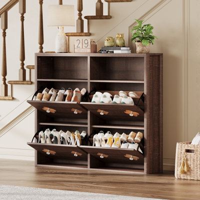 Shoe Cabinet with Flip Drawers, Shoe Storage Cabinet with Adjustable Shelves