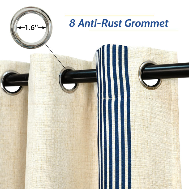 Velmer Blackout Curtain Pair, 52" W x 84" L, Ivory/Dark Blue