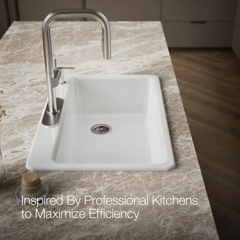 Riverby 33" Top-Mount Single-Bowl Kitchen Sink, White, 4 hole