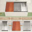 Évier de cuisine 33 po x 20 po en céramique pour poste de travail de ferme, évier frontal à tablier simple avec planche à découper, passoire en acier inoxydable, grille à enroulement et grille d'évier, station de préparation profonde de 10 po