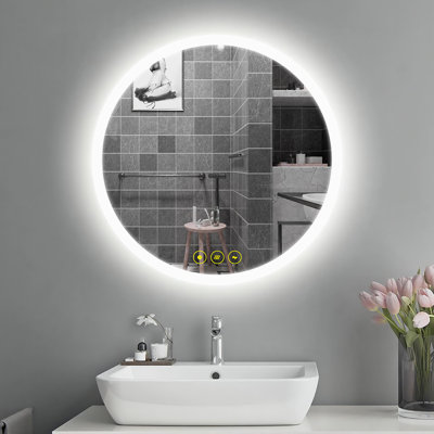 Airalyn Led Round Anti-Fog Bathroom Mirror with Adjustable Lighting: Perfect for Your Bedroom Vanity
