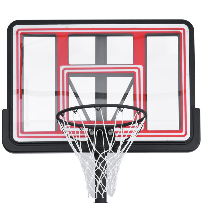 Panier de basketball dans le sol réglable en hauteur, Noir / rouge
