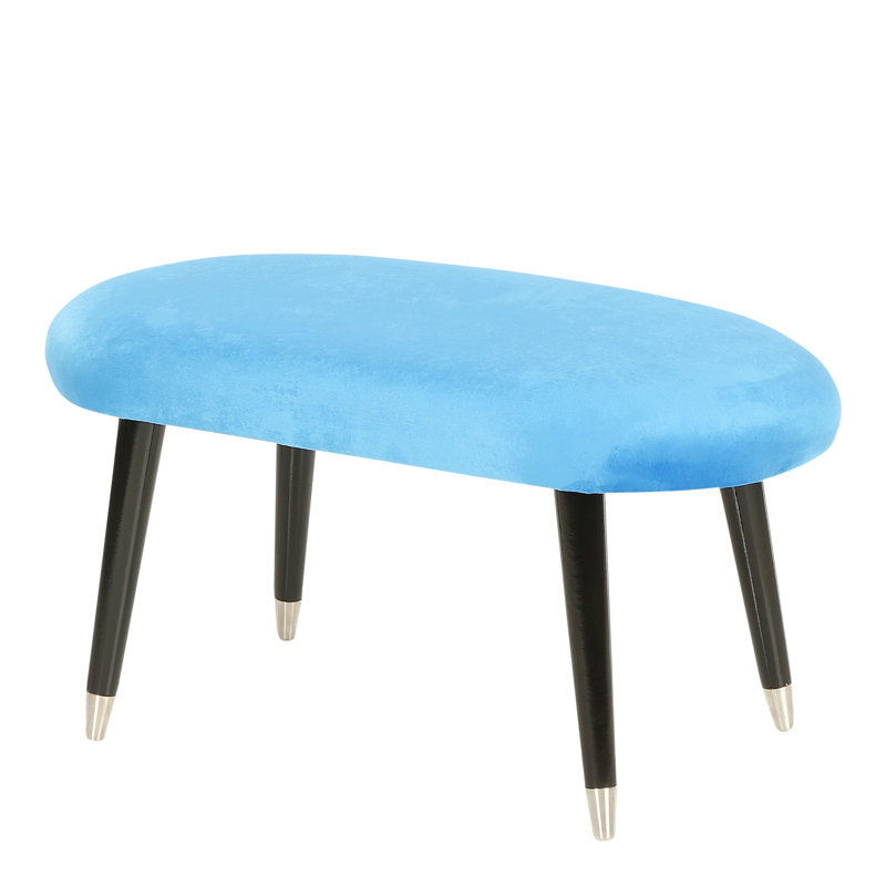 Emi Upholstered Bench, Blue/Silver Socks