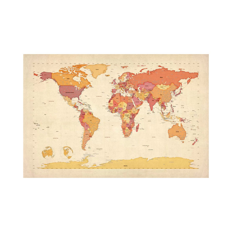 Map Of The World VII by Michael Tompsett - Wrapped Canvas Print, 152.5 cm H x 101.5 cm W