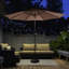 Parasol d'extérieur avec abat-jour lumineux 9 pi avec base lestée 19 lb, éclairage à DEL à énergie solaire et pavillon à bouton-poussoir inclinable de Villacera (brun)-1582285351