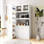 Armoire de cuisine polyvalente de style campagnard avec tablettes à plusieurs niveaux pour un rangement efficace