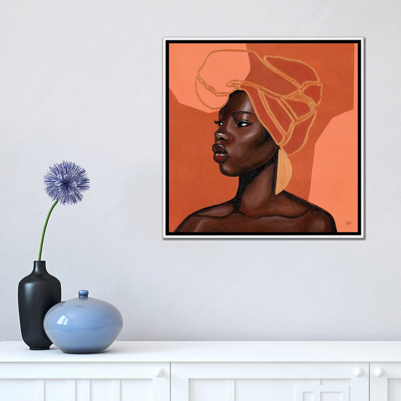« Adah » par Bria Nicole-impression d’art graphique, Toile blanche encadrée, Pas de tapis, H 18 po x l 18 po x 1,5 po