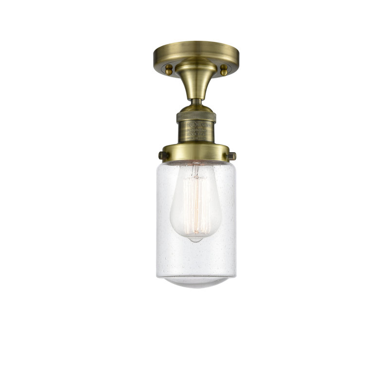 Plafonnier semi-encastré 4,5 po Saroyan, Laiton antique, Ampoule non incluse, Grainé