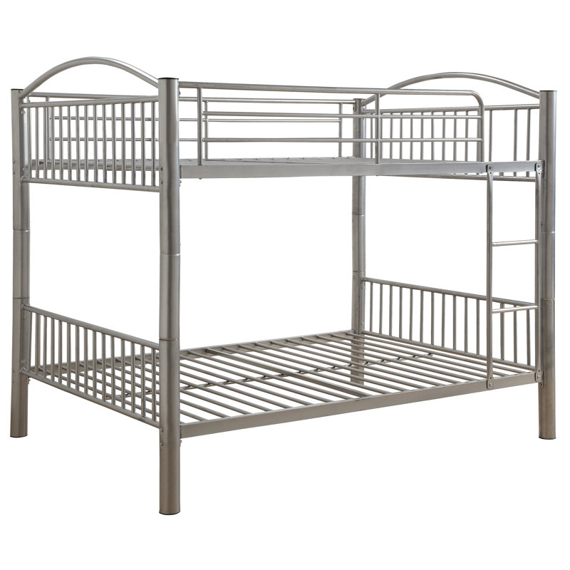 Pharr Bunk Bed with Built-in Front Ladder in Black, Silver, Full Over Full