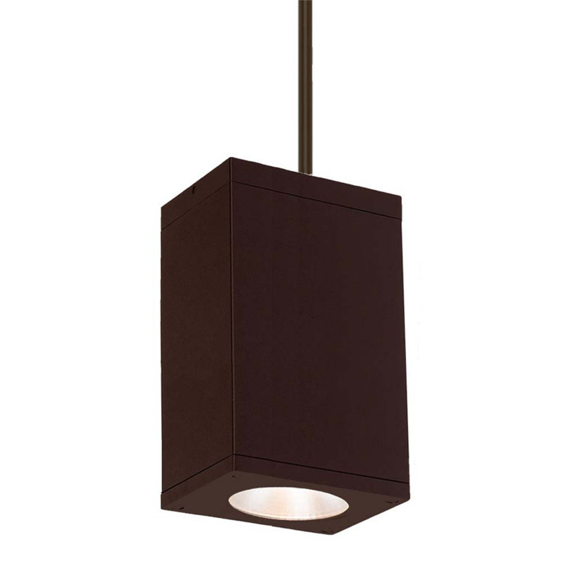 Cube LED Outdoor Pendant, Bronze, 3000K 90 CRI, Narrow Beam - 30 Degrees