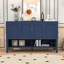 Buffet élégant à quatre portes avec tablettes réglables, portes géométriques et rangement ouvert-1093794606