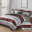 Ensemble d'édredon pour lit double Monbix - Ensemble de lit dans un sac 7 pièces, ensemble de literie à rayures rouges et noires, ensemble de lit d'édredon toutes saisons avec draps, taies d'oreiller et taies décoratives-123766573-123766569