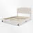 Beige Upholstered Platform Bed Frame – Button-Tufted Headboard, Slat Support-754806394