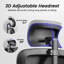 Chaise de bureau ergonomique en filet avec appui-tête réglable en 3D, accoudoirs rabattables, soutien lombaire et dossier inclinable-2070299539