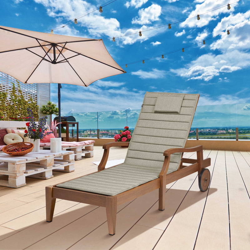 Outdoor Chaise Lounge Cushion, Heather Grey, 80" L x 26" W